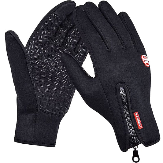 Winter Thermal Gloves Touchscreen Windproof Cycling Cold Glove for Men Women Warm Non-Slip Outdoor Driving Zipper Sport Gloves